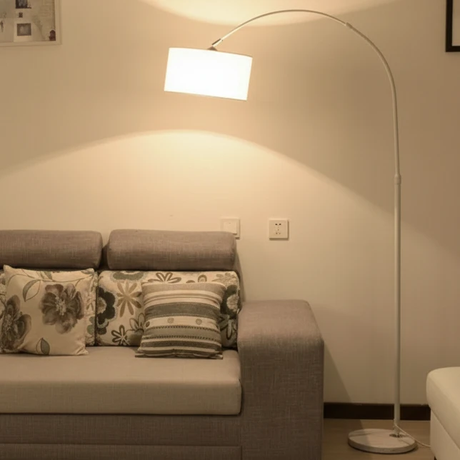 Modern Adjustable Arc Floor Lamp with Wide Fabric Shade Home & Garden Floor Lamps