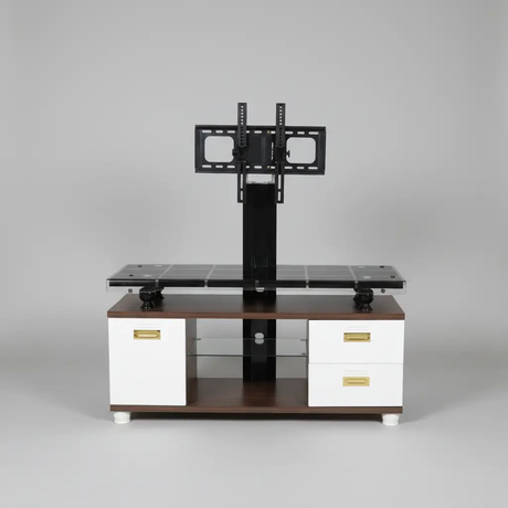 Glass-Top TV Stand with Bracket & Drawers Entertainment Centers & TV Stands