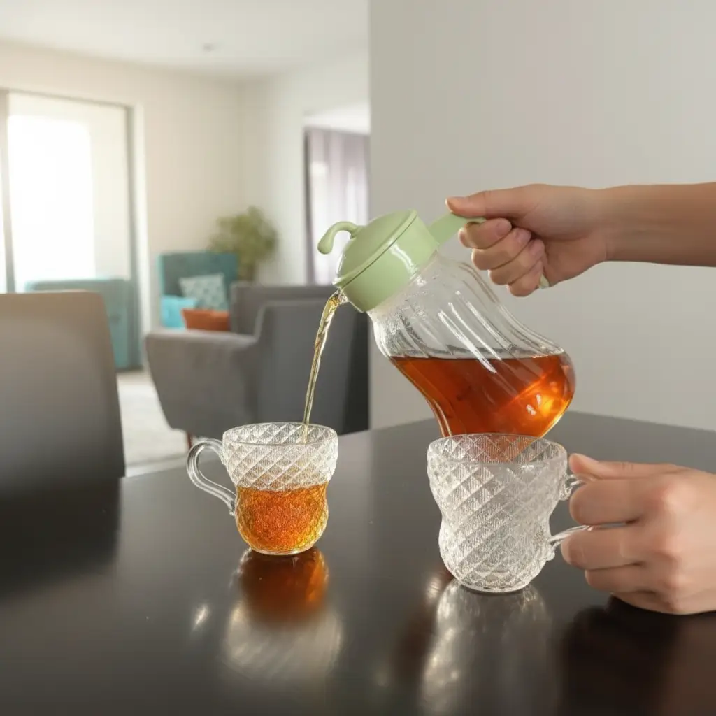5pc Diamond-Cut Glass Drinkware Set 1.2L Pitcher + 4 Gradient Mugs Gift Box Kitchen & Dining Drinkware Sets