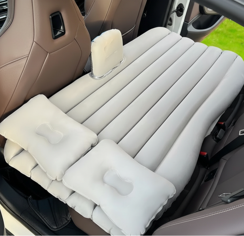 Inflatable Car Travel Mattress with 2 Pillows Electric Pump Black Light Grey Home & Garden Air Mattresses