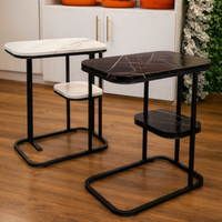 Luxury Marble Side Table - C-Shape with Storage Home & Garden End Tables