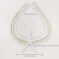 Curtain Tiebacks - Pair Boho Starfish Resin Cotton Rope 60cm Adjustable Drapery Holder White Home Decor Curtain Tiebacks