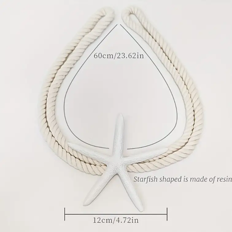 Curtain Tiebacks - Pair Boho Starfish Resin Cotton Rope 60cm Adjustable Drapery Holder White Home Decor Curtain Tiebacks