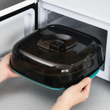 Square Acrylic Food Cover with Base Dish 28x26x9cm Microwave Safe Stackable Dustproof Steam Vent Teal Clear Kitchen & Dining Food Container Covers