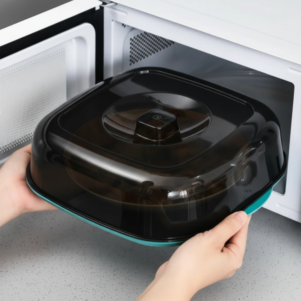 Square Acrylic Food Cover with Base Dish 28x26x9cm Microwave Safe Stackable Dustproof Steam Vent Teal Clear Kitchen & Dining Food Container Covers