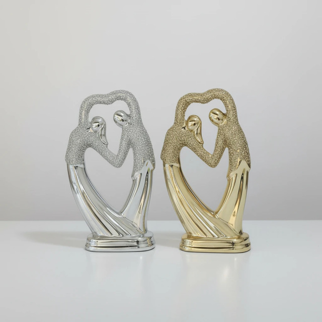 Dancing Sculpture Decor Unique Couple Figurine Gold Silver 29x8x16.5cm Home & Garden Sculptures & Statues