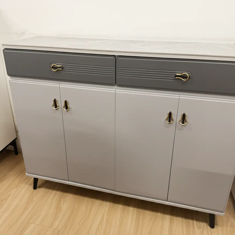 4-Door 2-Drawer Shoe Cabinet with Marble Top Furniture Shoe Cabinets