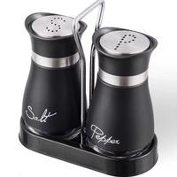 Glass Salt and Pepper Shaker Set with Chrome Holder and Stand Kitchen & Dining Shaker Sets