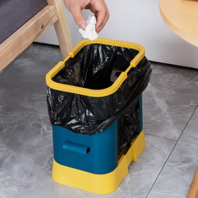 Trash Can - Adjustable Open Top Plastic with Bag Holder Blue Yellow Home & Garden Trash Cans