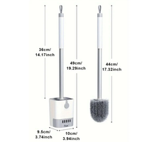 Wall Mounted Long Handle Toilet Brush with Holder 49cm Flexible Bristles No Dead Corner Drainage Drawer Home & Garden Toilet Brushes