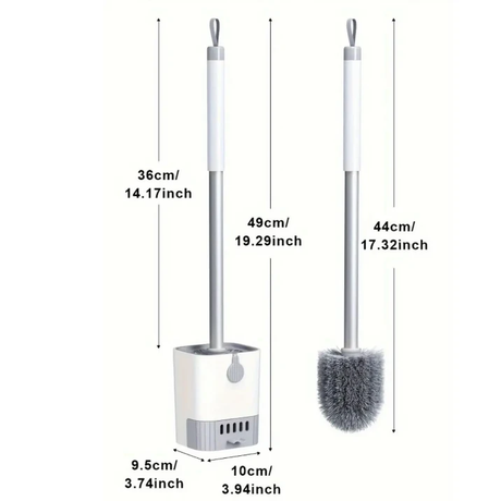 Wall Mounted Long Handle Toilet Brush with Holder 49cm Flexible Bristles No Dead Corner Drainage Drawer Home & Garden Toilet Brushes