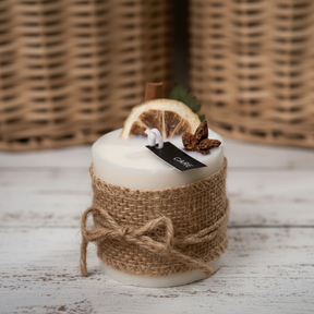 Pastoral Aromatherapy Soy Wax Candle Burlap Wrap Dried Botanicals Mango Peach Lemon Plum Blossom Home & Garden Candles