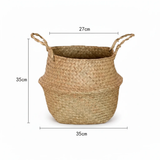 Large Seagrass Woven Belly Storage Basket 35x35cm Twin Rope Handles Boho Plant Pot Towel Blanket Organizer Home & Garden Baskets