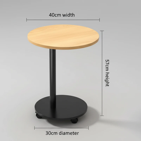 Round Wooden Coffee Side Table with 360° Wheels 40cm Top 57cm Height Sofa Side Table Home & Garden End Tables