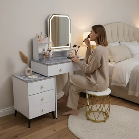 LED Mirror Dressing Table with Marble Top Lighted Vanities