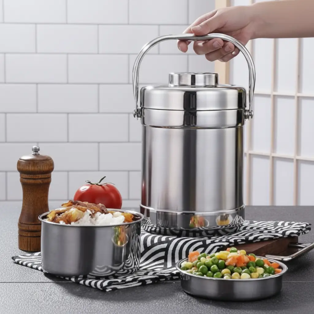Lunch Container - Stainless Steel 2L Insulated Stackable Multi-Layer Airtight Kitchen & Dining Lunch Containers
