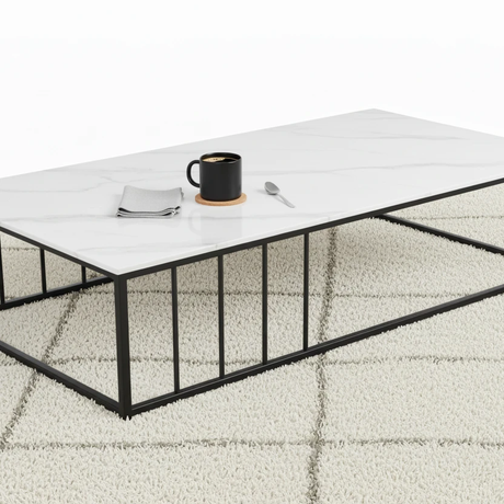 Coffee Table - Modern 120cm x 60cm with Metal Frame Furniture Coffee Tables