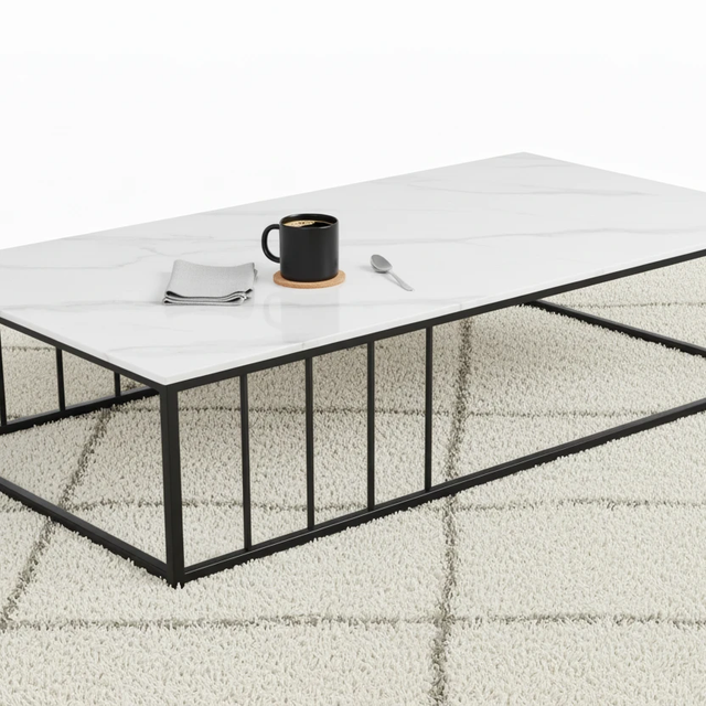 Coffee Table - Modern 120cm x 60cm with Metal Frame Furniture Coffee Tables