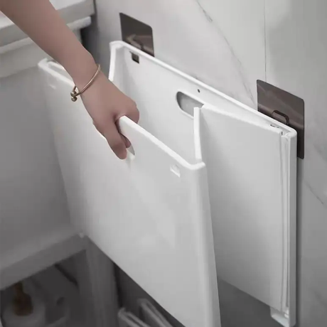 Storage Organiser - Foldable Wall-Mounted Box with Handle White Grey Home & Garden Household Storage Containers