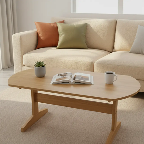 Natural Wood Coffee Table with Pedestal Base Coffee Table Coffee Tables