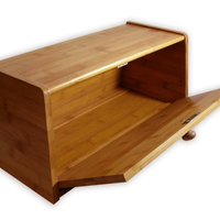 Bamboo Wooden Bread Bin with Magnetic Flap Lock and Spice Storage Countertop Kitchen Organizer Kitchen & Dining Bread Boxes & Bags