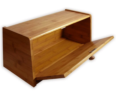 Bamboo Wooden Bread Bin with Magnetic Flap Lock and Spice Storage Countertop Kitchen Organizer Kitchen & Dining Bread Boxes & Bags