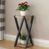 2-Tier Wooden Flower Stand with Metal Frame X-Design Home & Garden Plant Stands