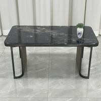 Dining Table - Black Marble Effect Top with Gunmetal Frame Base Furniture Kitchen & Dining Room Tables