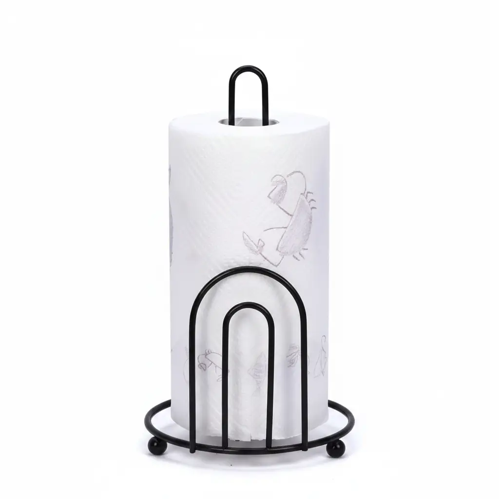Paper Towel Holder - Freestanding Arch Wire Stand Matte Black Kitchen & Dining Uncategorized