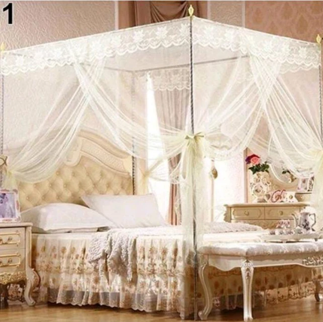 Straight Nets Mosquito Net Canopy 4-Corner with Ruffled Trim Multiple Sizes Home & Garden Bed Canopies