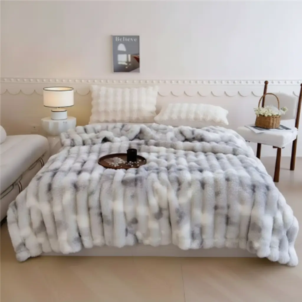 Throw Blanket - Dyed Soft Bubble Faux Fur Winter Home & Garden Throw Blankets