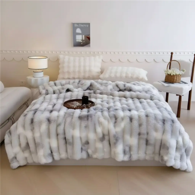 Throw Blanket - Dyed Soft Bubble Faux Fur Winter Home & Garden Throw Blankets
