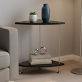 Two-Tier Corner Side Table with Chrome Poles Side Table End Tables