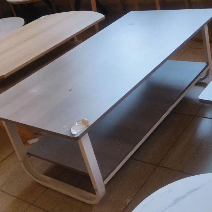 Two-Tier Rectangular Coffee Table with Wood Legs Coffee Table Coffee Tables