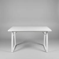 Modern White Office Desk with Trapezoid Metal Legs Office Desk Desks