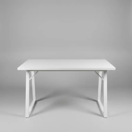 Modern White Office Desk with Trapezoid Metal Legs Office Desk Desks