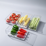 Fridge Organizer Box with Pull-Out Drawer and Drain Plate Stackable BPA-Free Clear Kitchen & Dining Food Storage Containers