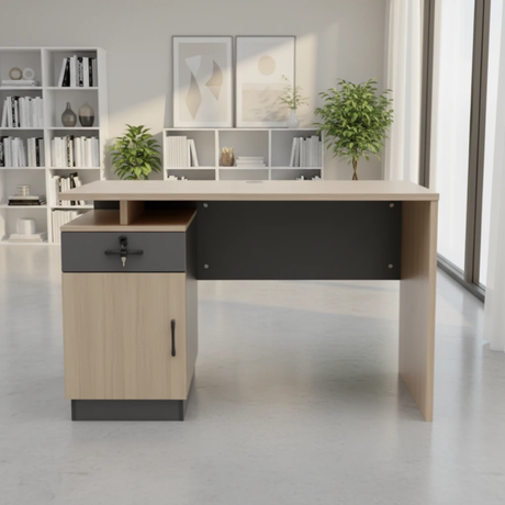 Office Desk - Modern 1.2m with Drawer & Storage Furniture Desks