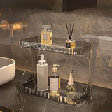 Vanity Organiser - 2-Tier Acrylic Cosmetic Shelf 21cm Layer Gap Clear Grey Home & Garden Household Storage Caddies
