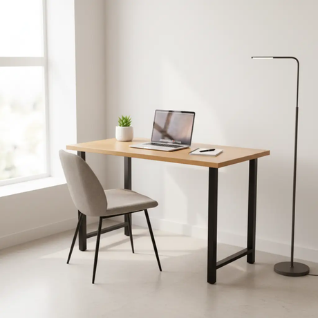 Industrial Oak Top Desk with Black Metal U-Frame Legs Study Desk Desks