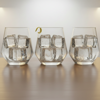 Hexagonal Whisky Glass Set 330ml Diamond Cut 6 Pieces Kitchen & Dining Drinkware Sets