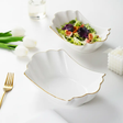 Ceramic Bowl - European Gold Rim Shell Shape Soup Pasta Salad Kitchen & Dining Uncategorized