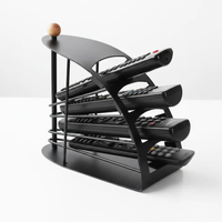Remote Control Holder - 4-Slot Fan Curved Metal Caddy Matte Black Home & Garden Household Storage Caddies