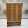 Shoe Cabinet - 10-Tier Bamboo 3 Slatted Door with Open Bottom Shelf 139x88x32cm Walnut Brown Furniture Storage Cabinets & Lockers