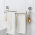 Towel Rack - Double Self-Adhesive Stainless Steel Dual Rod with Side Hooks Home & Garden Towel Racks
