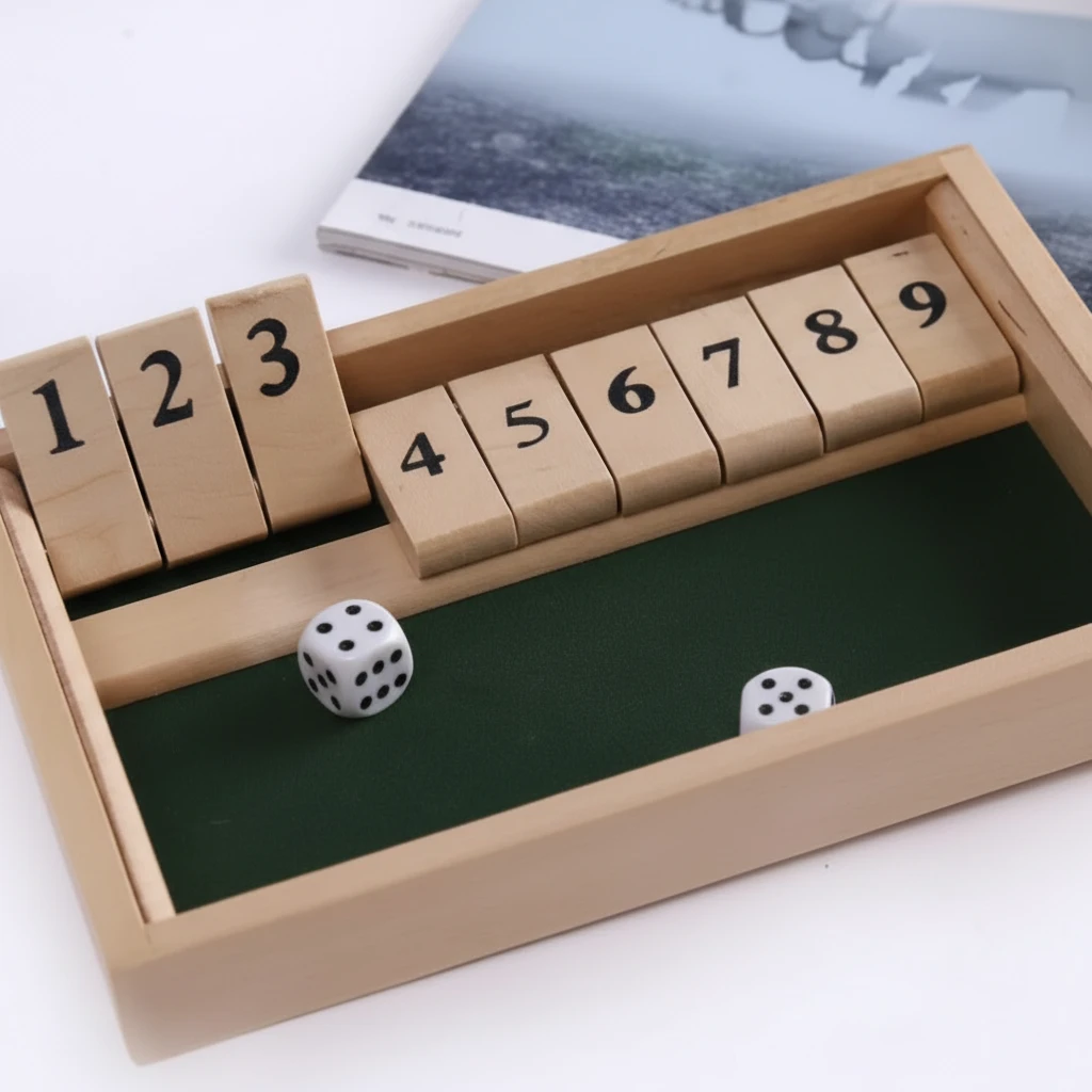 Shut the Box Wooden Board Game 21x14cm 2 Players Home & Garden Board Games