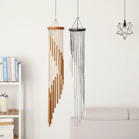 18-Tube Rotating Aluminum Wind Chime 90cm Spiral Soothing Melody Indoor Outdoor Gold Silver Home & Garden Wind Chimes