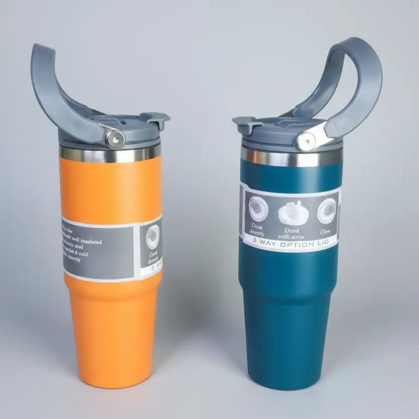 Tumbler - 890ml Double Wall Vacuum Insulated Stainless Steel with Handle Kitchen & Dining Tumblers