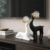 Crystal Sika Deer Home Ornament - Gold Horns Decor Set Home & Garden Figurines