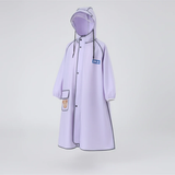 DKAI Children's Long Raincoat Wide Brim Clear Visor Hood Zip Snap Teddy Bear Pocket 3XL 150-160cm Teal Black Lavender Home & Garden Rain Coats